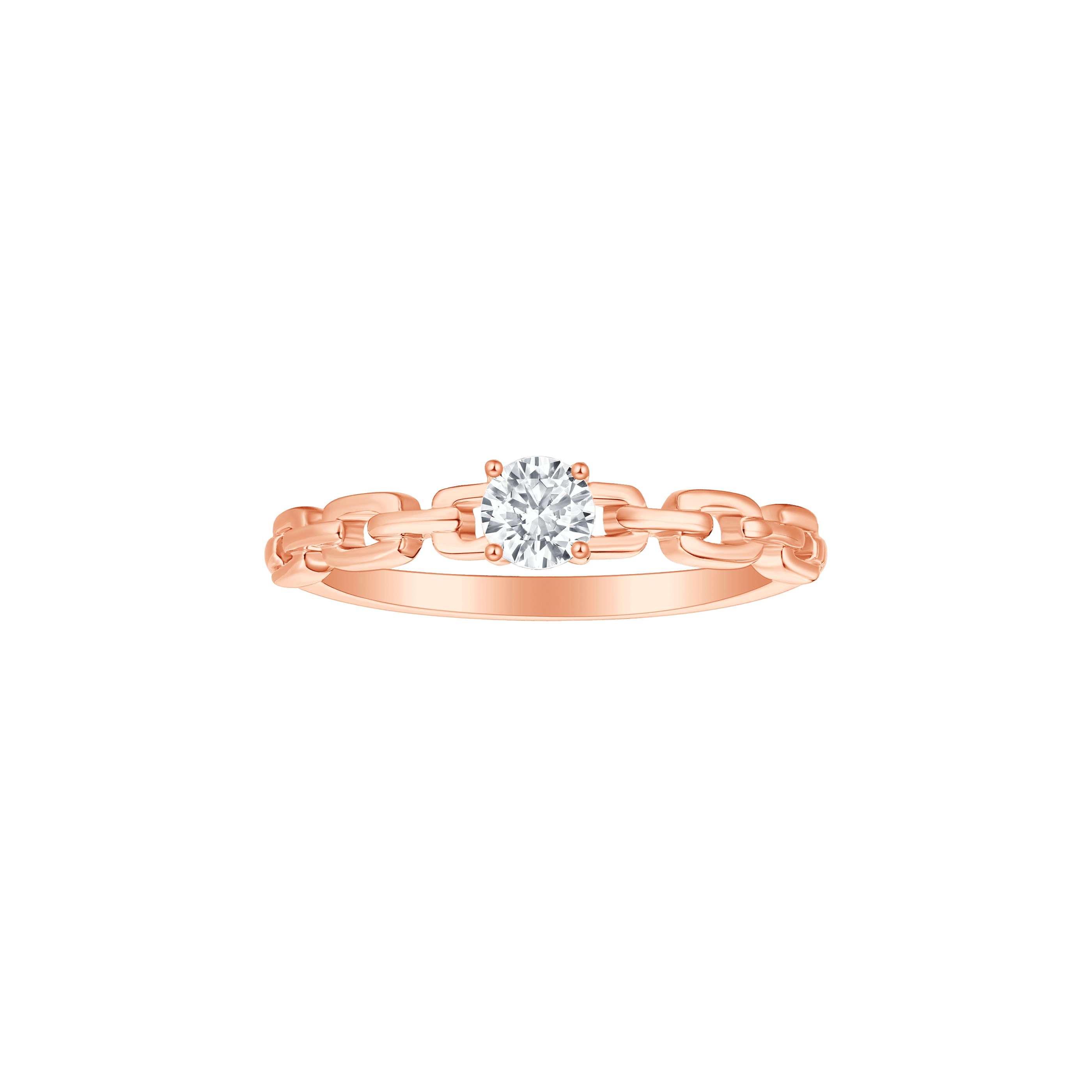 Linking love round solitaire chain ring - Round Diamond Solitaire Chain Ring -  The Future Rocks -    3