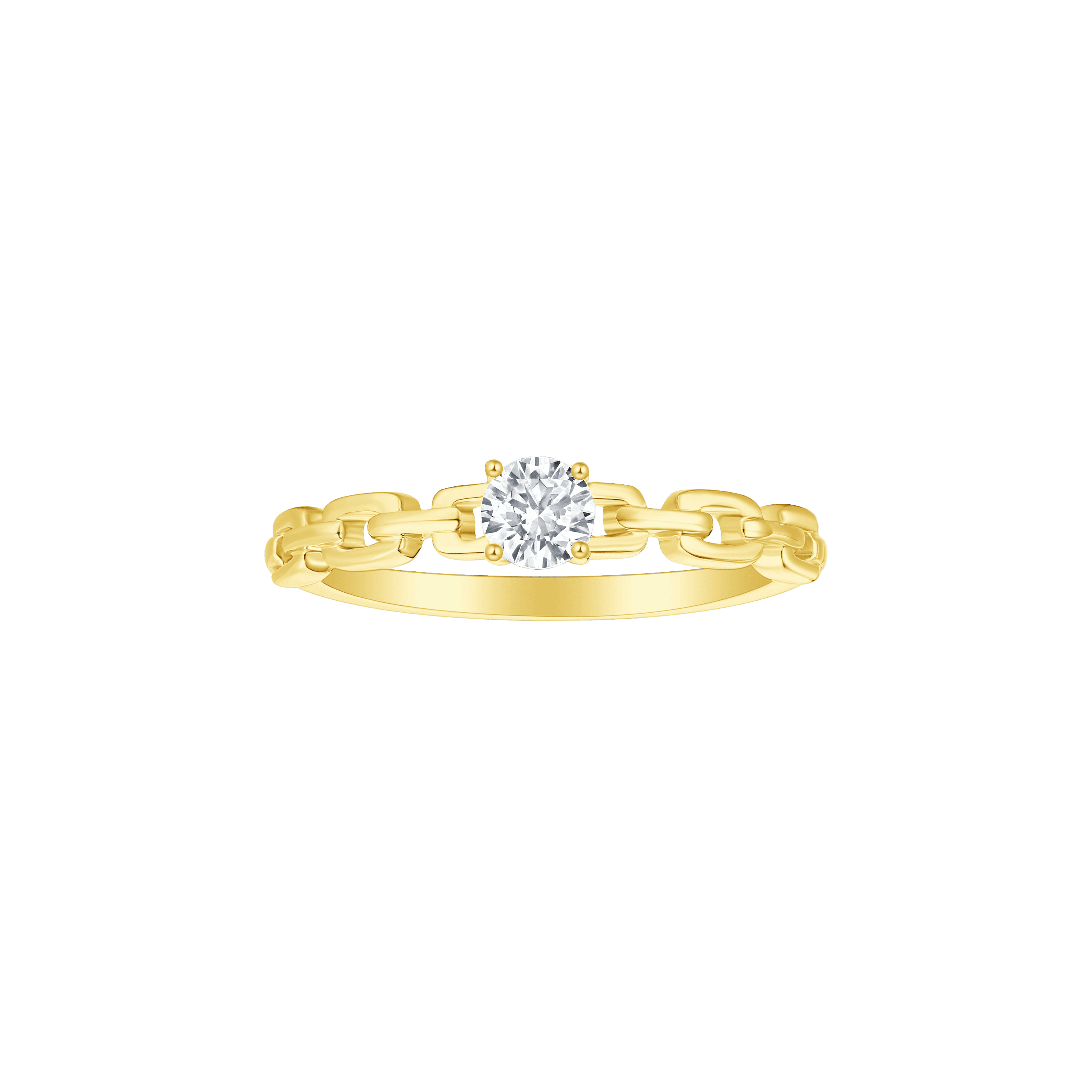 Linking love round solitaire chain ring - Round Diamond Solitaire Chain Ring -  The Future Rocks -    4