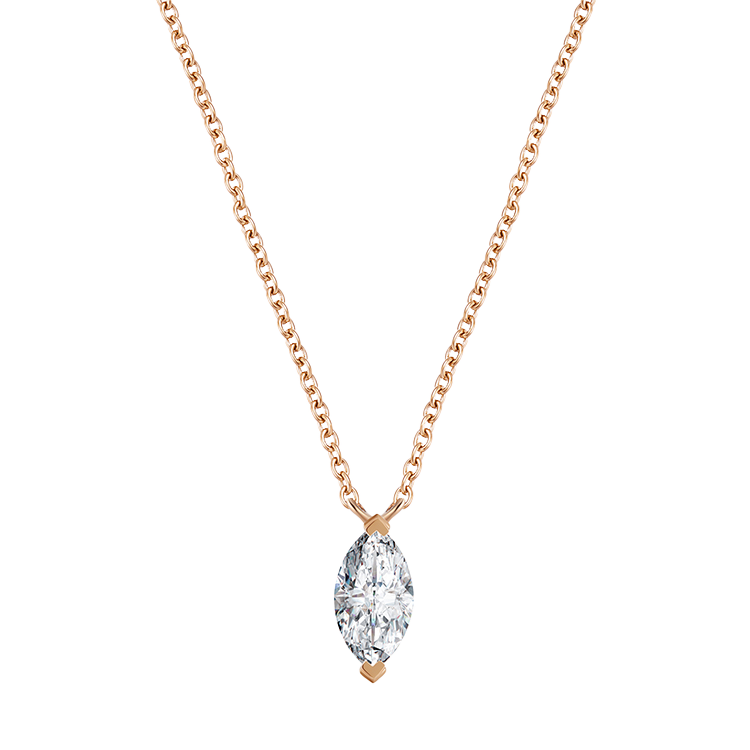  Saturn solitaire necklace 0.2ct - Marquise Cut Lab-Grown Diamond Pendant Necklace -  The Future Rocks -    1 