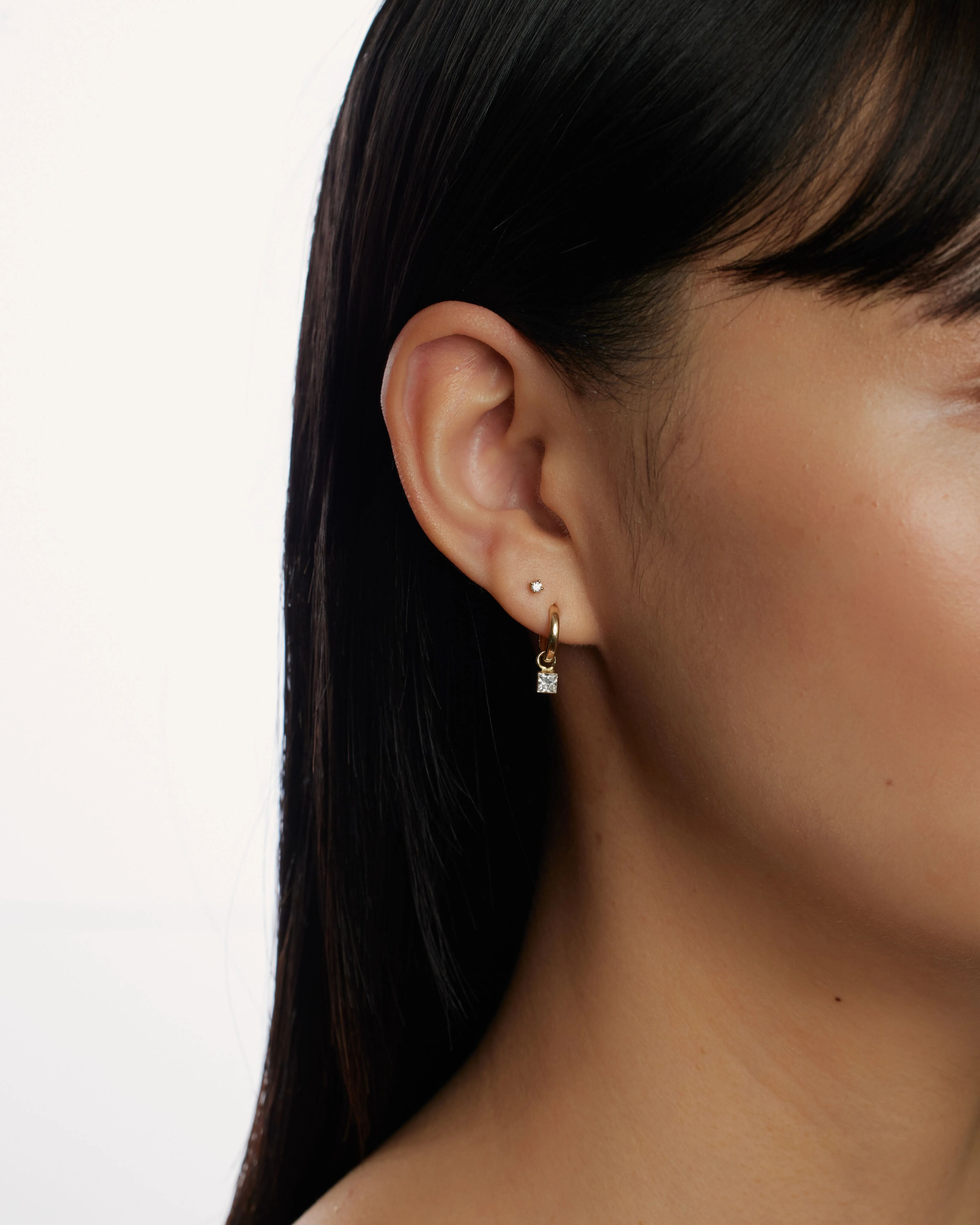 Square diamond earring charm