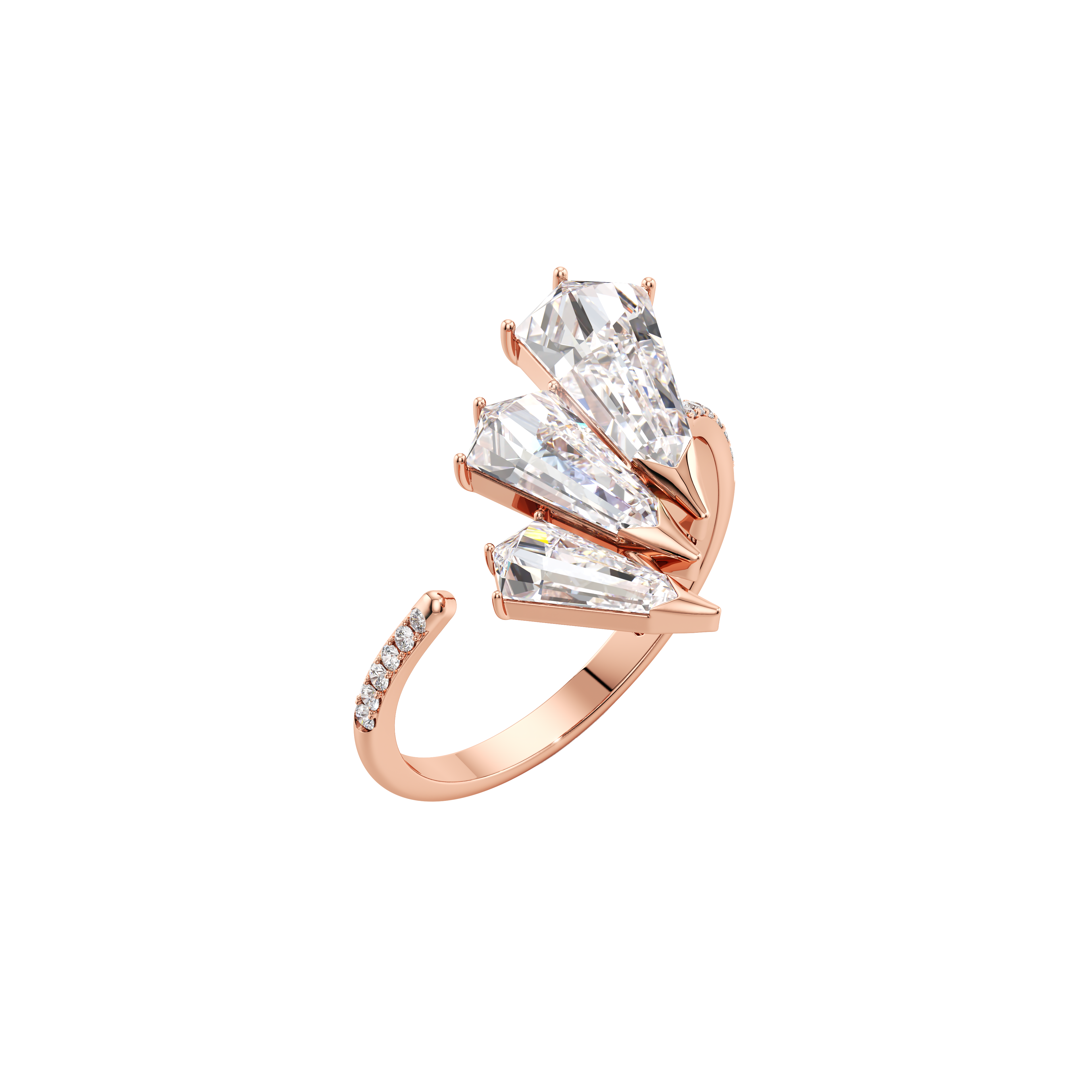  Phoenix medium feather pavé ring - Phoenix Medium Feather Diamond Pavé Ring -  The Future Rocks -    5 