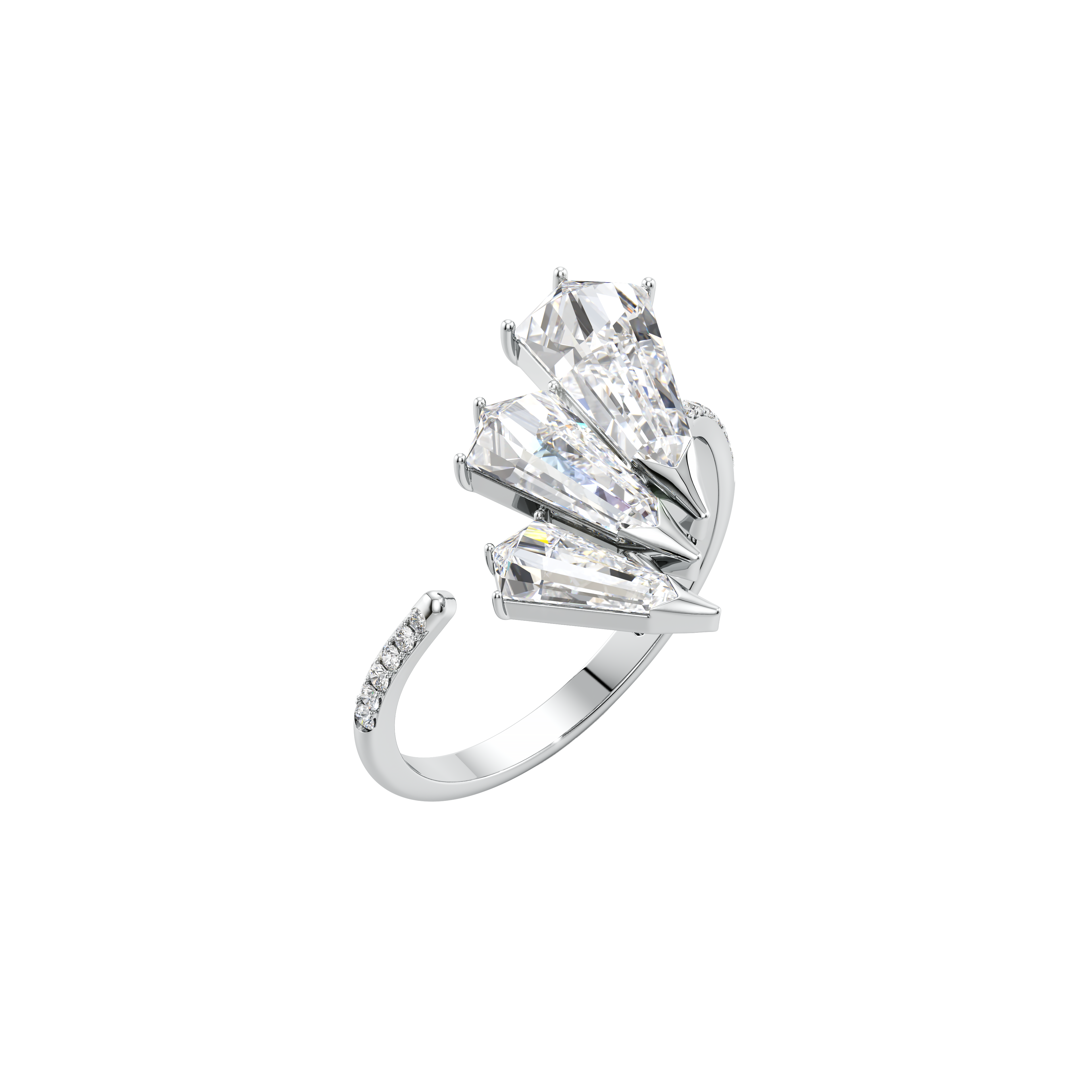  Phoenix medium feather pavé ring - Phoenix Medium Feather Diamond Pavé Ring -  The Future Rocks -    3 