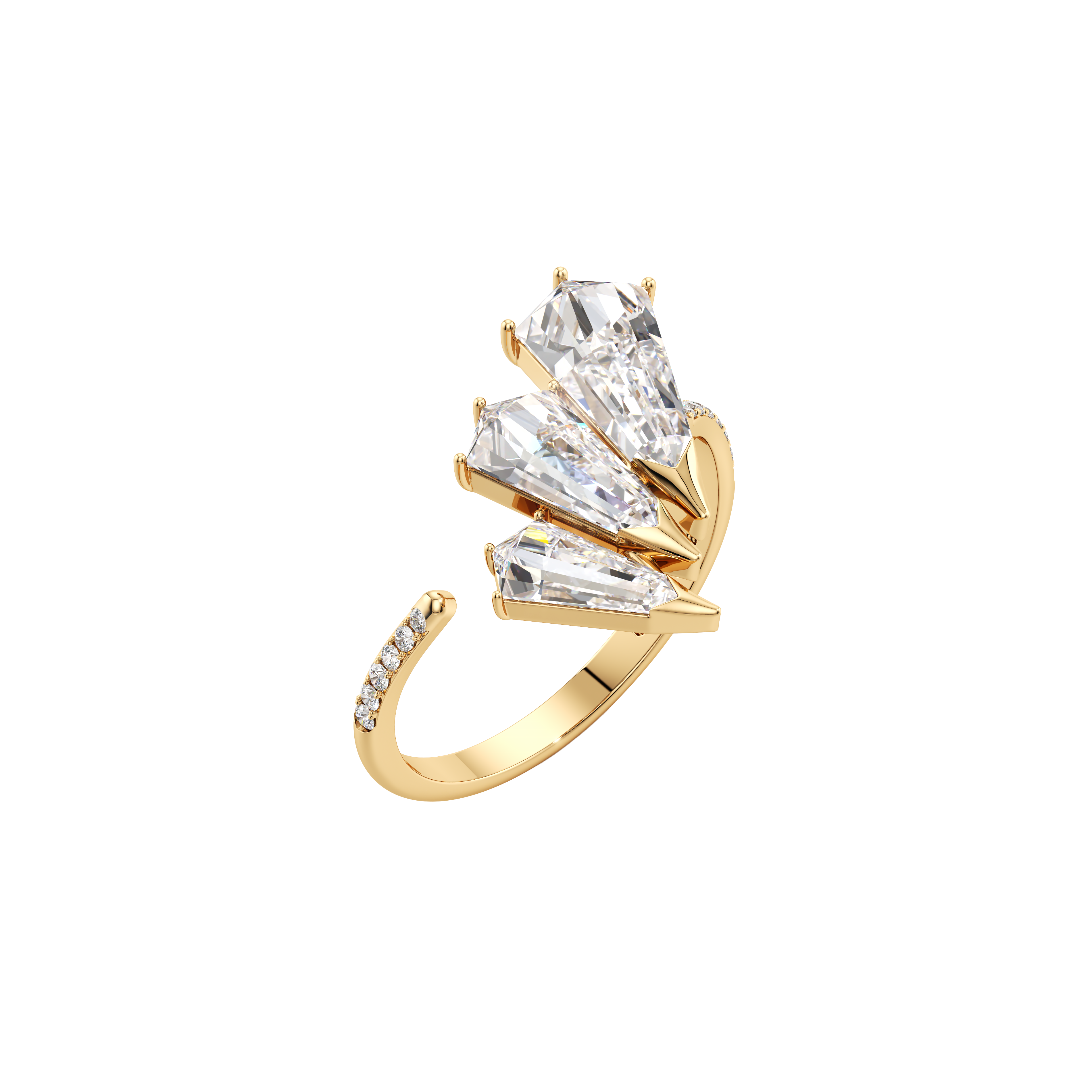  Phoenix medium feather pavé ring - Phoenix Medium Feather Diamond Pavé Ring -  The Future Rocks -    1 
