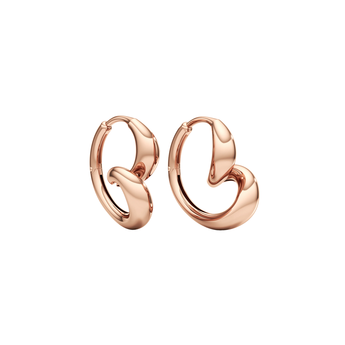 Whirlwind small gold earrings - Small Heart Shaped Solid Gold Earrings -  The Future Rocks -    3