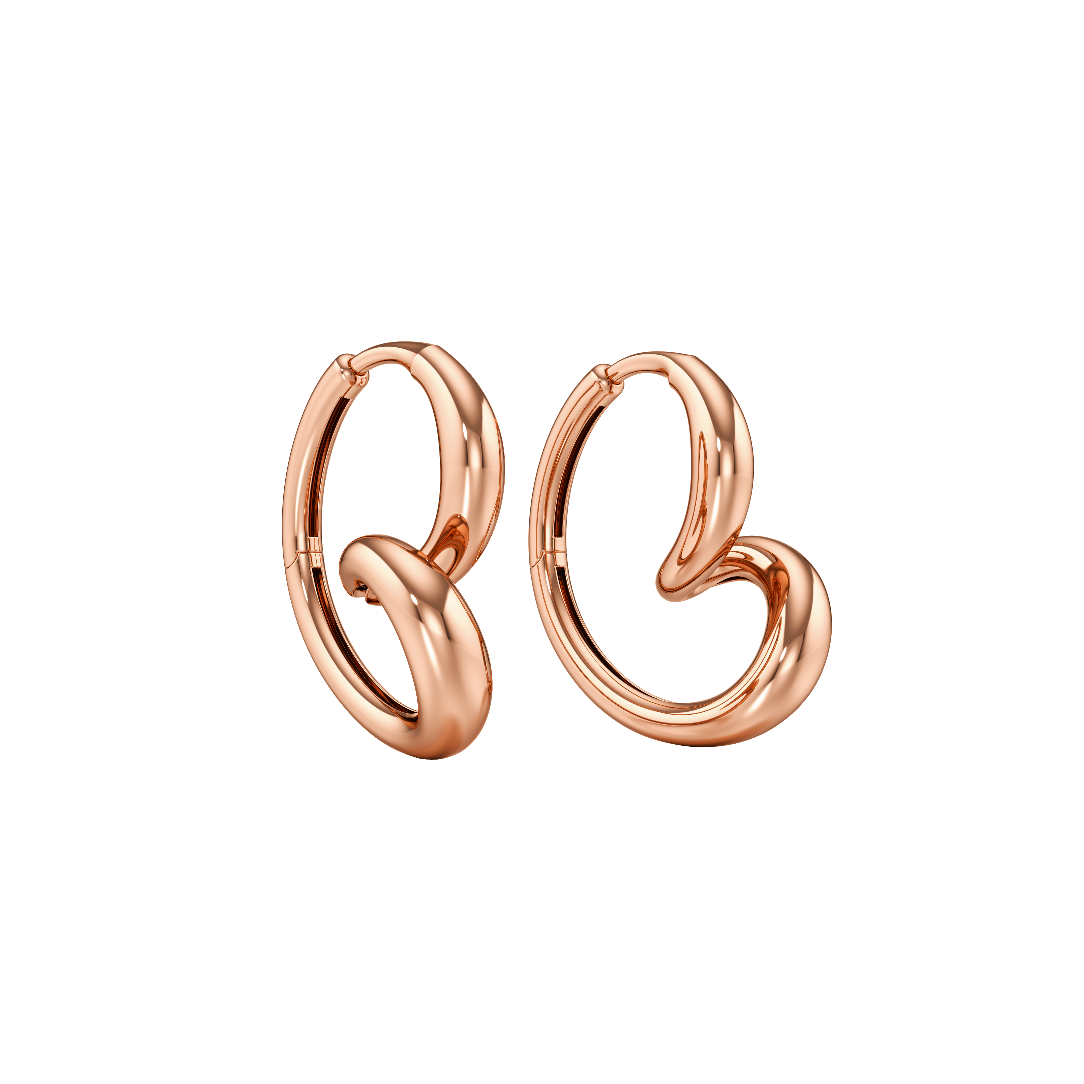 Whirlwind medium gold earrings - Medium Heart Shaped Solid Gold Earrings -  The Future Rocks -    1