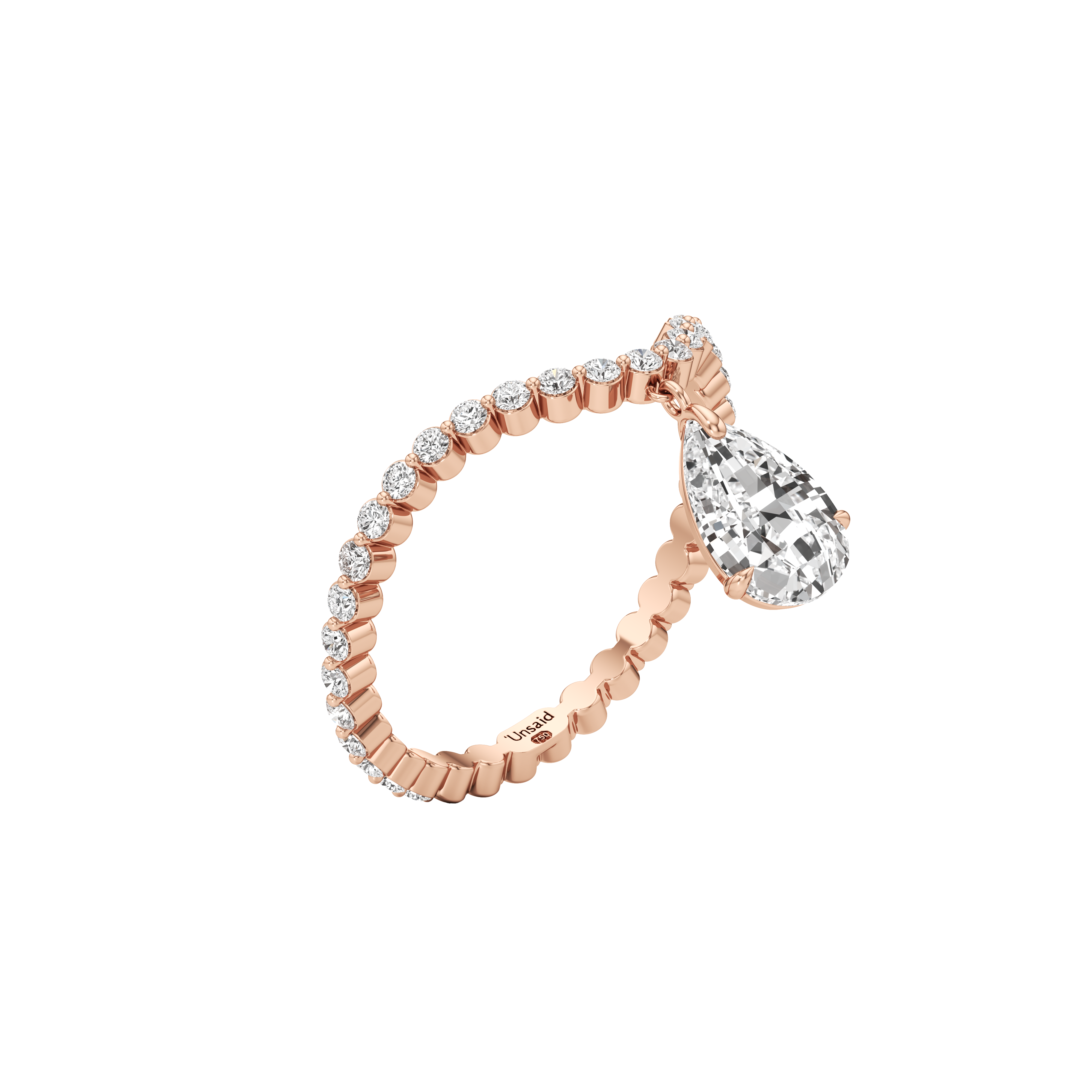  Tear drop curve ring - Tear Drop Diamond Curve Ring -  The Future Rocks -    5 