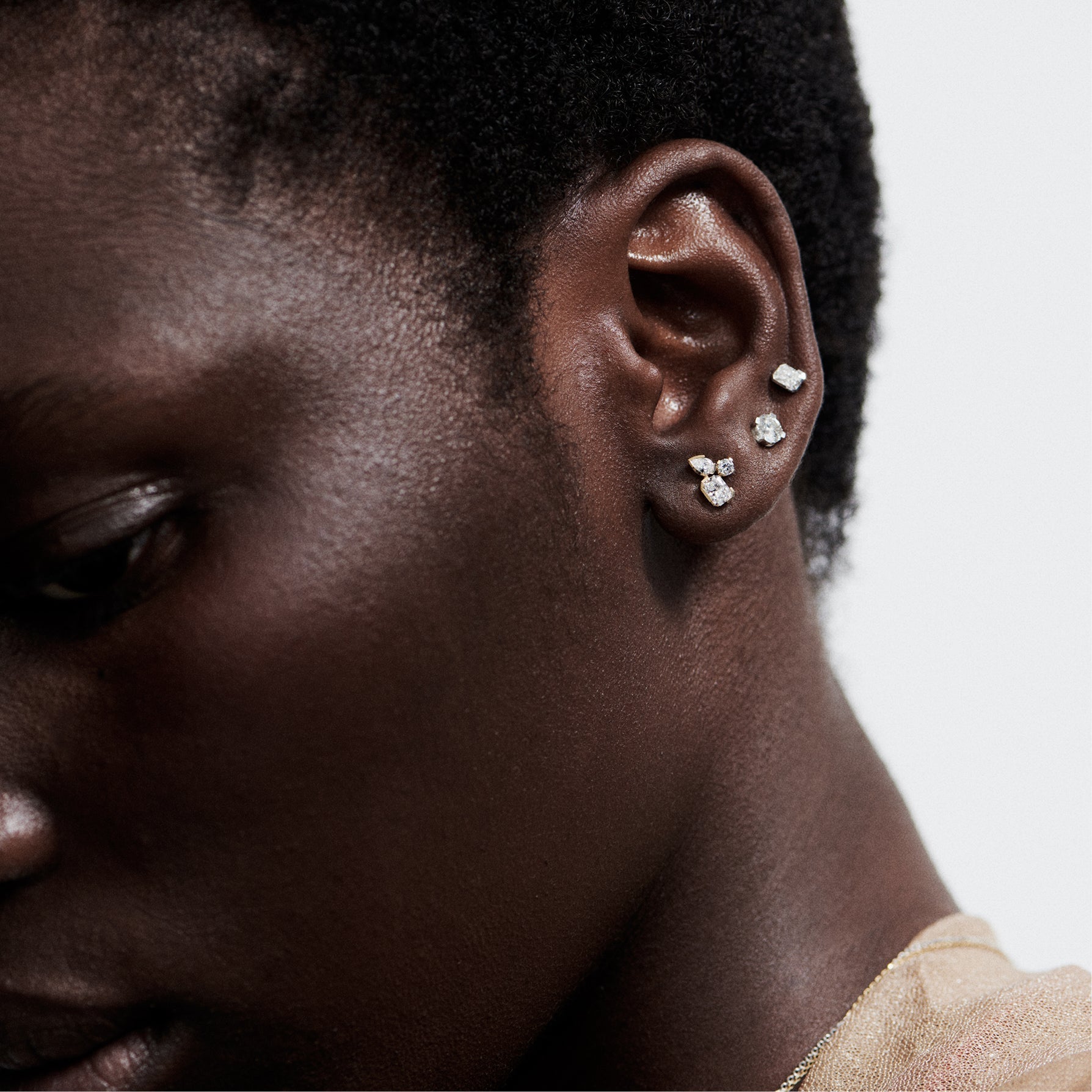  Meta lila studs - Meta Three Stone Diamond Stud Earrings -  The Future Rocks -    5 