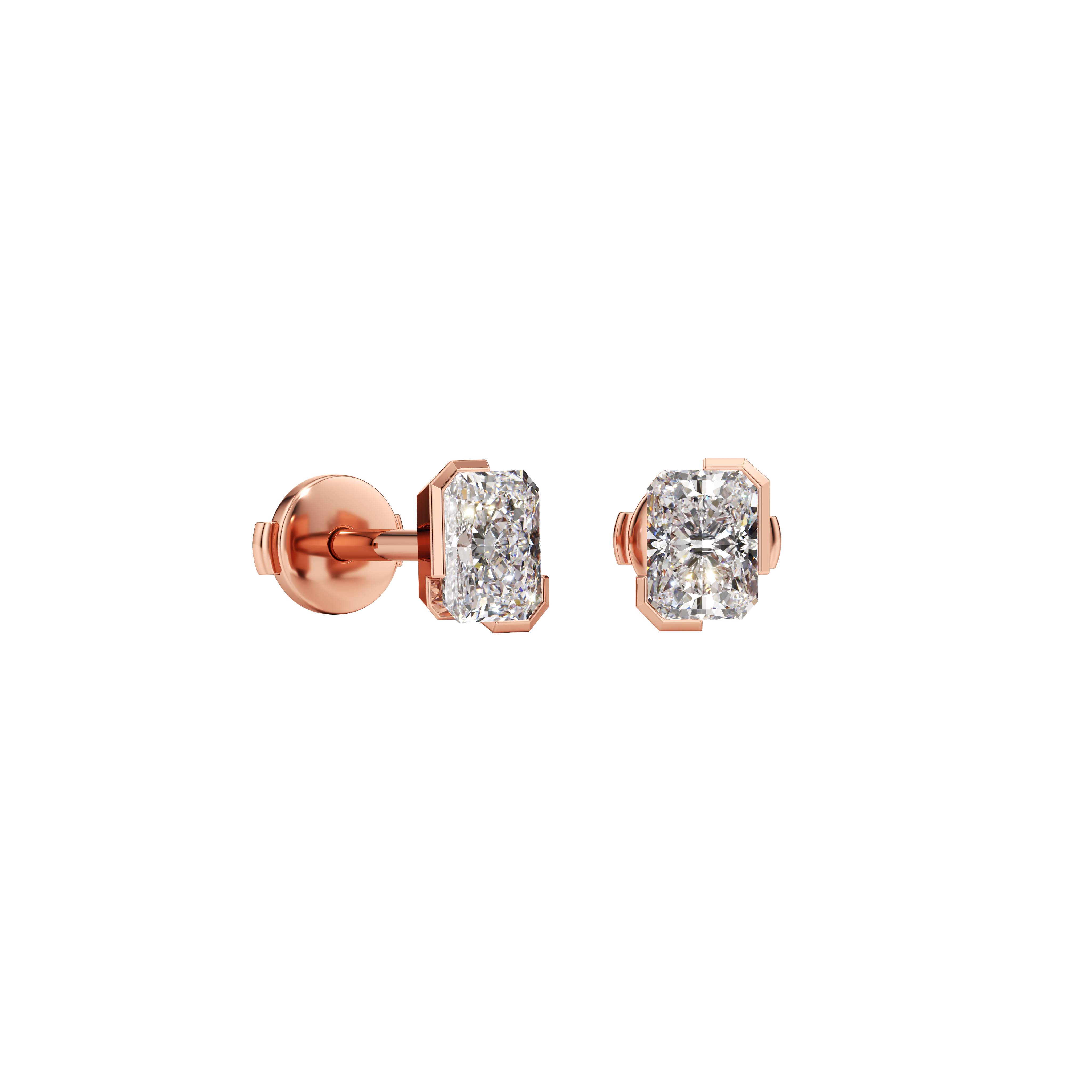 Meta iris studs - Meta Radiant Cut Diamond Stud Earrings -  The Future Rocks -    4