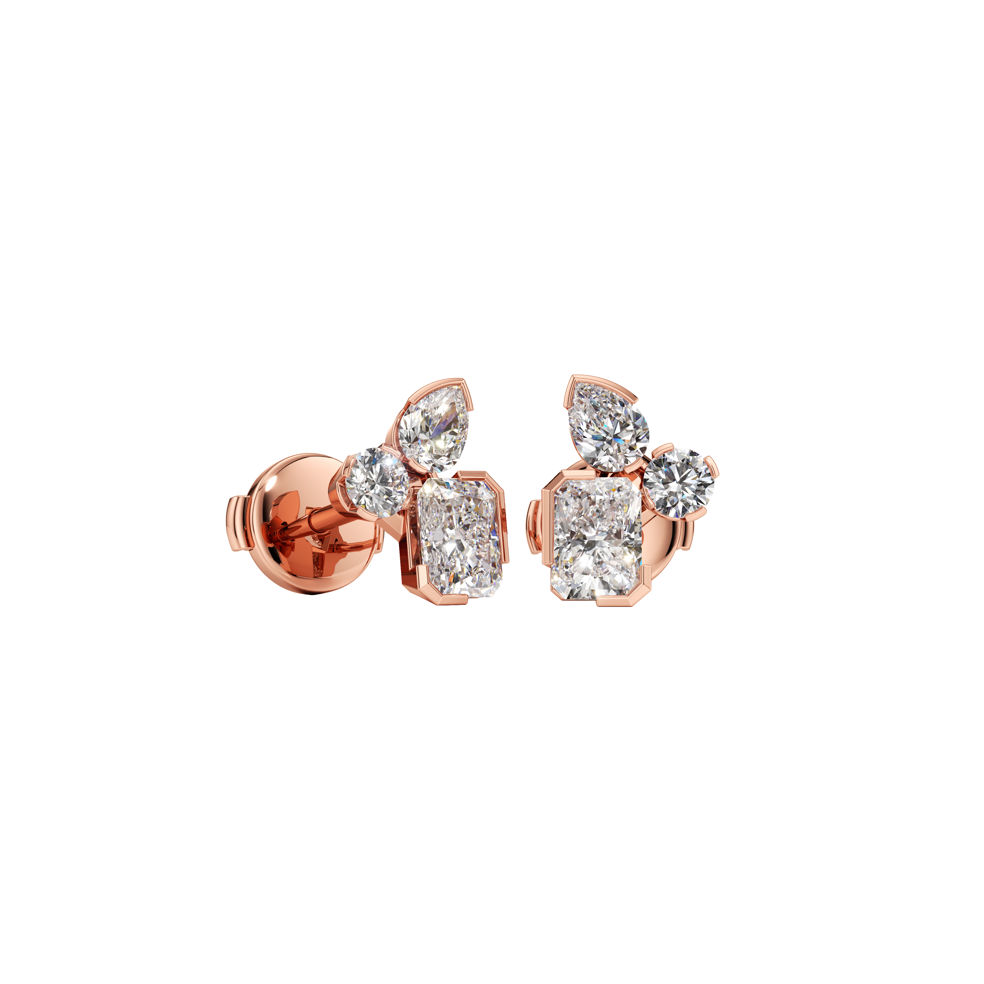  Meta lila studs - Meta Three Stone Diamond Stud Earrings -  The Future Rocks -    4 