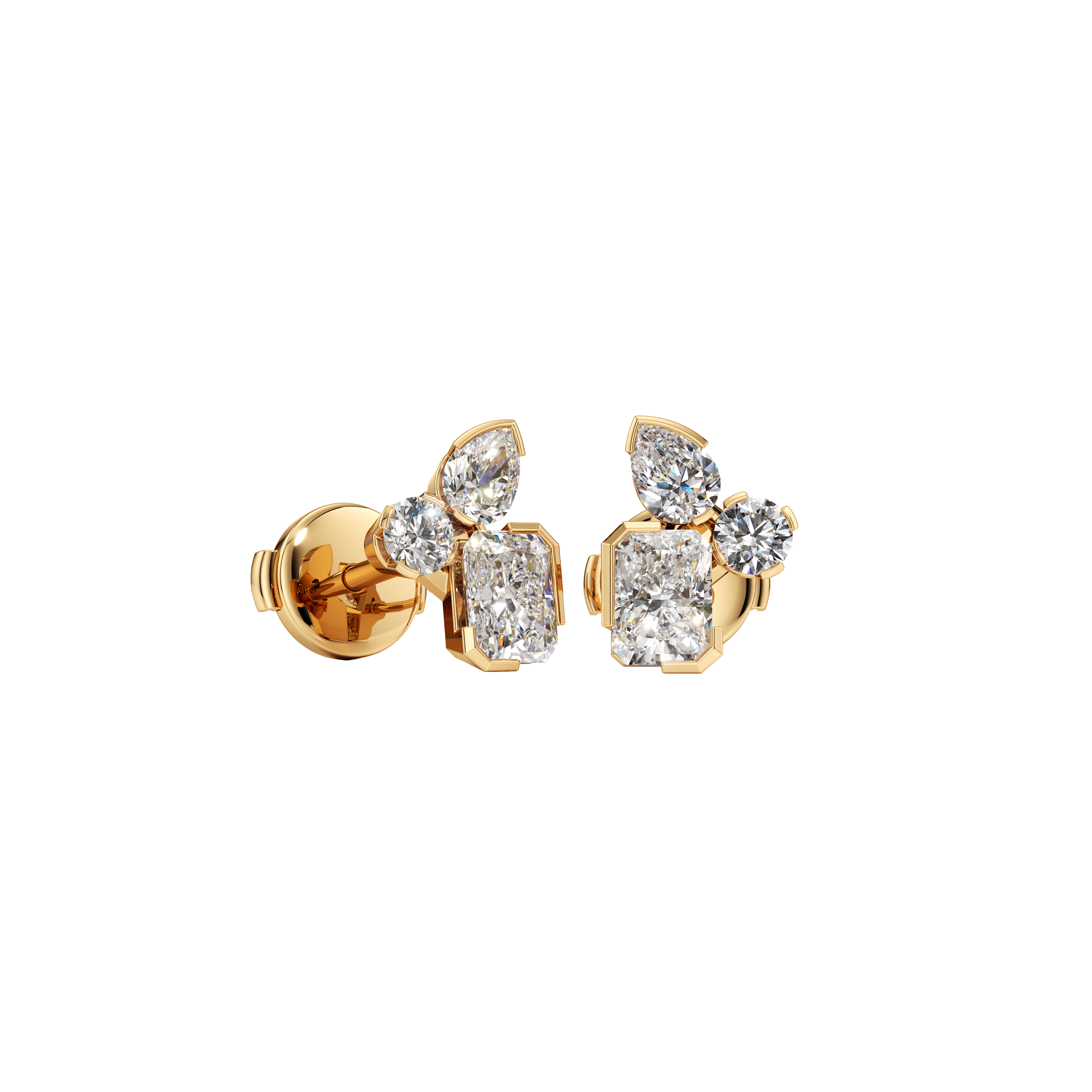  Meta lila studs - Meta Three Stone Diamond Stud Earrings -  The Future Rocks -    1 