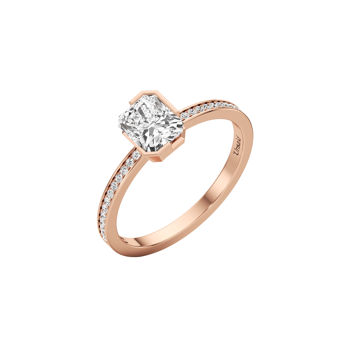 Meta iris pavé ring - Meta Radiant Cut Diamond Solitaire Pavé Ring -  The Future Rocks -    3