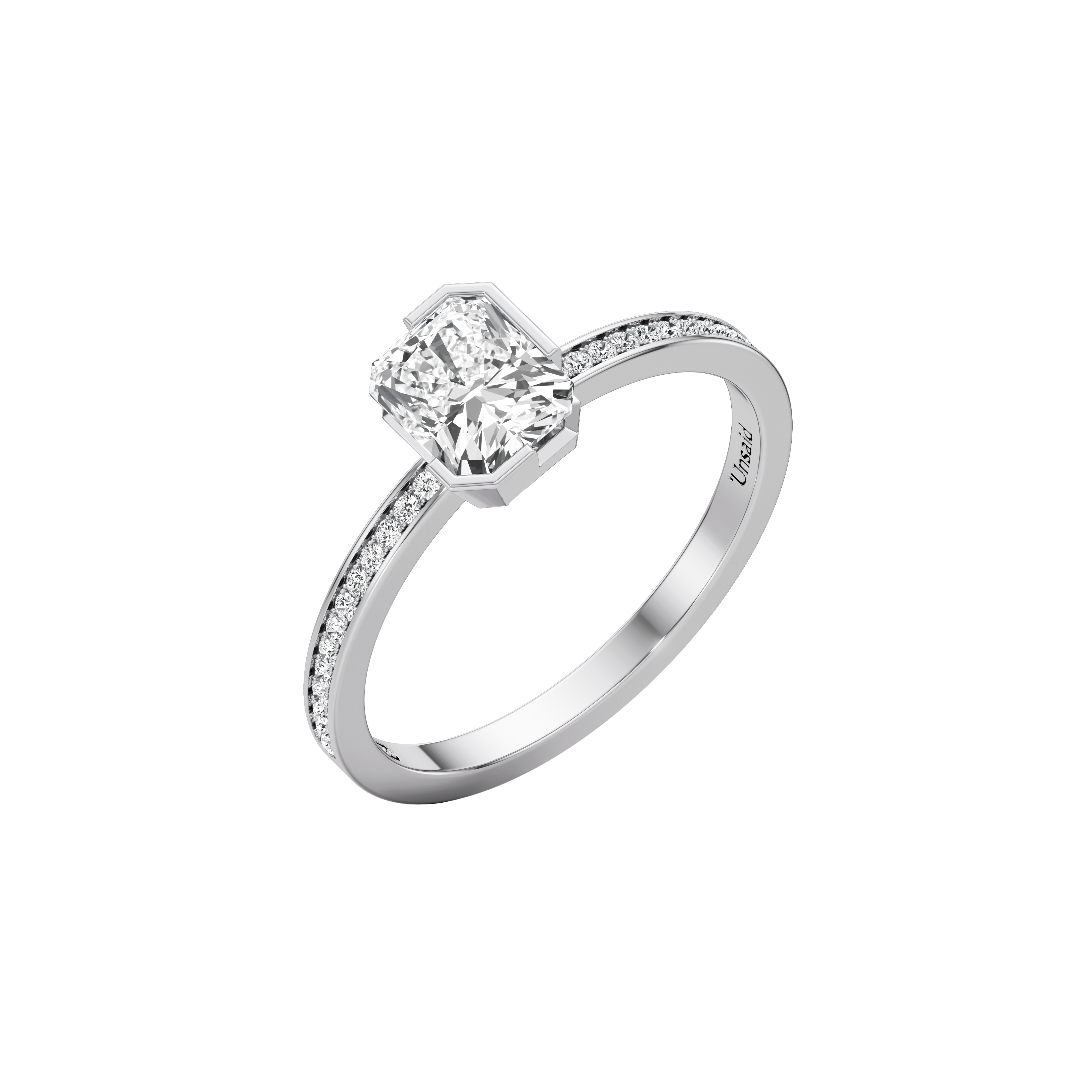  Meta iris pavé ring - Meta Radiant Cut Diamond Solitaire Pavé Ring -  The Future Rocks -    2 