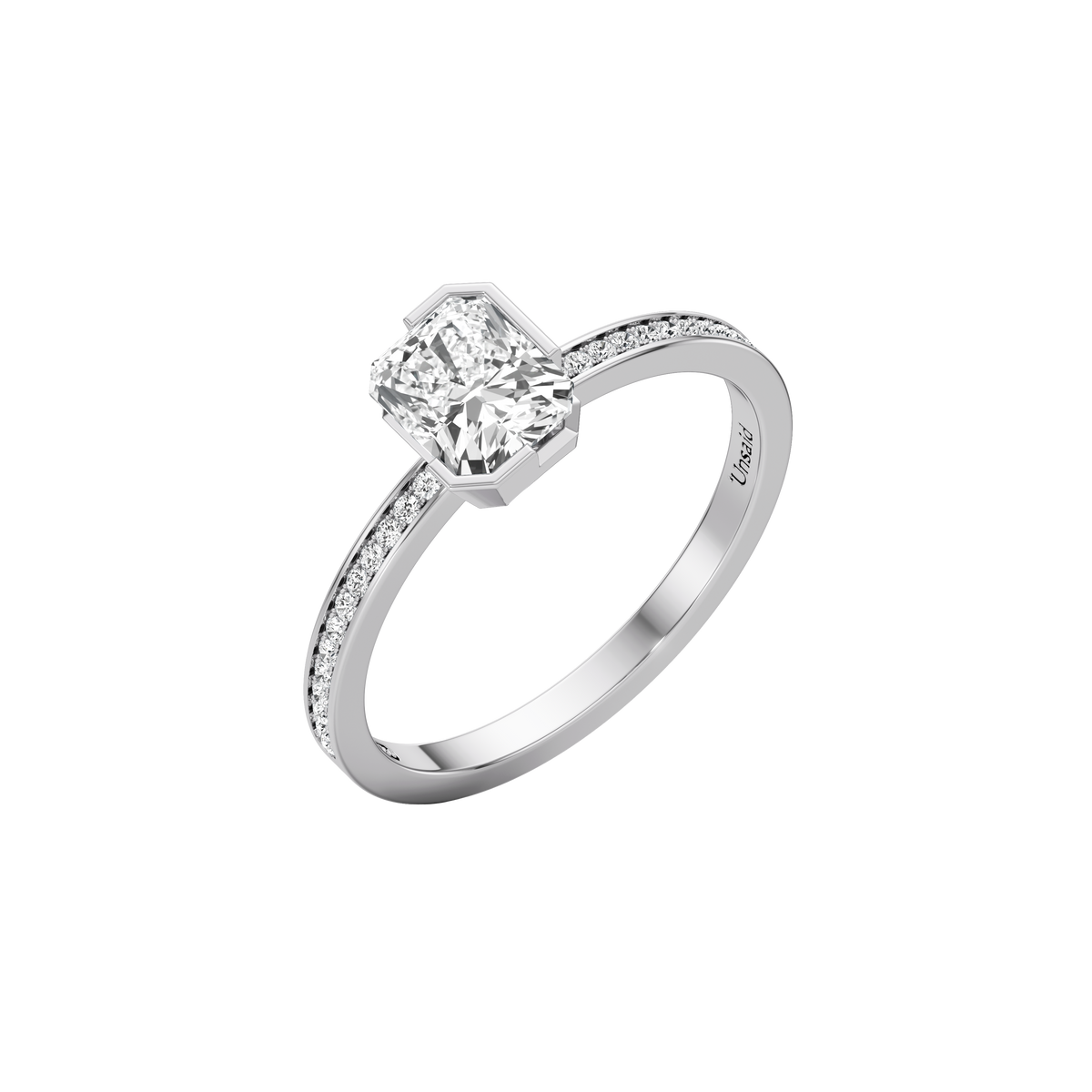 Meta iris pavé ring - Meta Radiant Cut Diamond Solitaire Pavé Ring -  The Future Rocks -    2