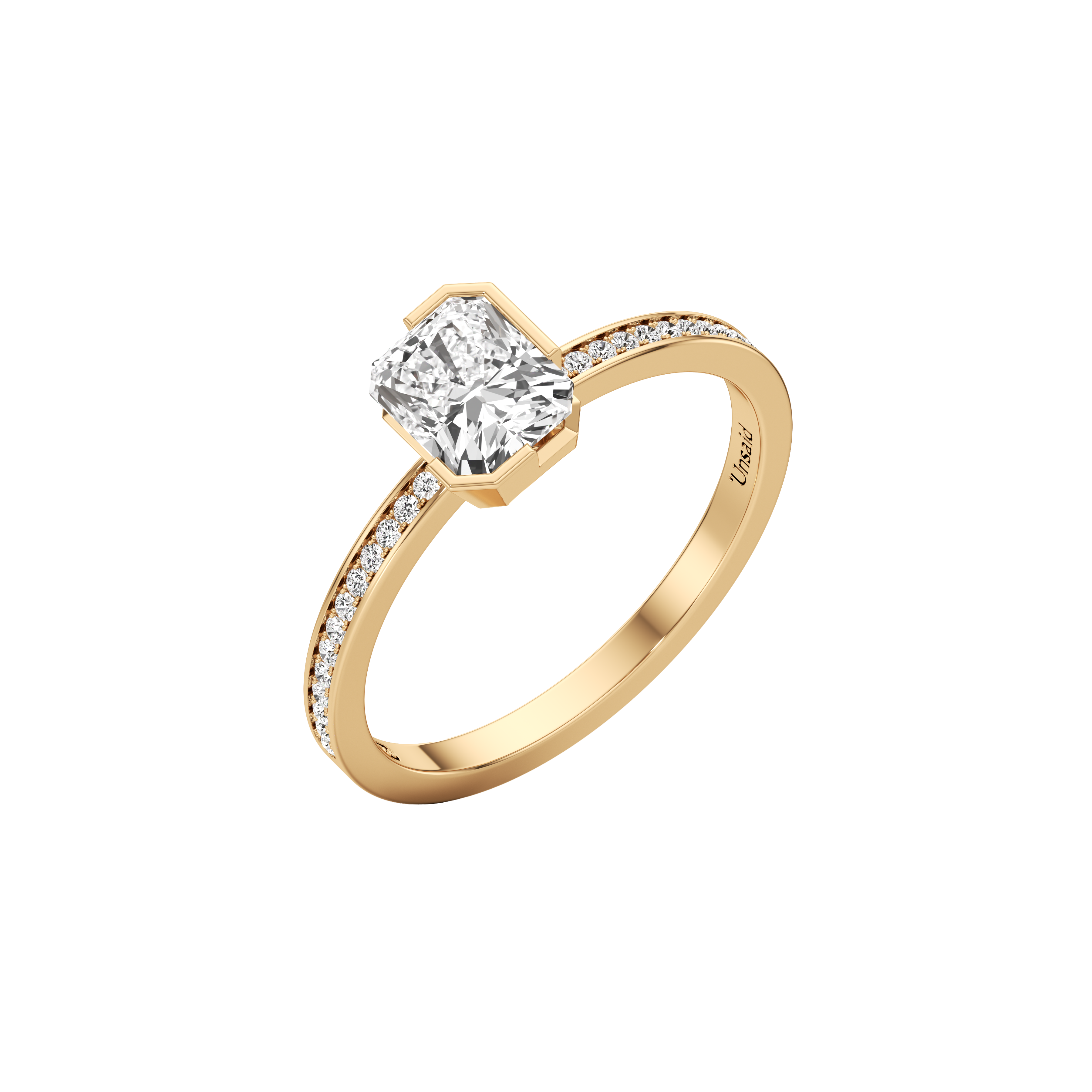  Meta iris pavé ring - Meta Radiant Cut Diamond Solitaire Pavé Ring -  The Future Rocks -    1 