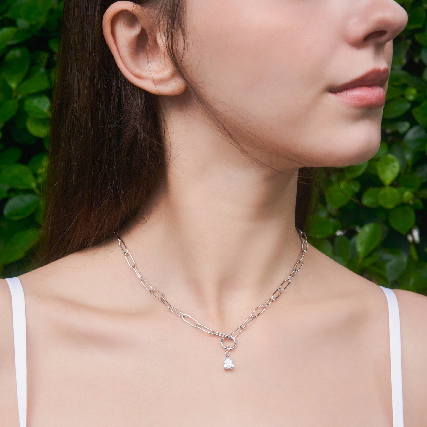 Phoebe necklace with 1 charm - Paperclip Chain Necklace With Sapphire Charm -  The Future Rocks -    2