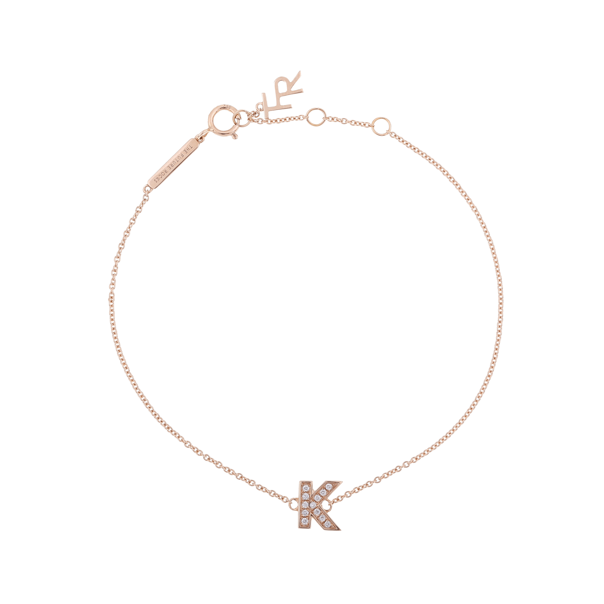  Alphabet LGD pendant bracelet - Diamond Initial Bracelet -  The Future Rocks -    14 