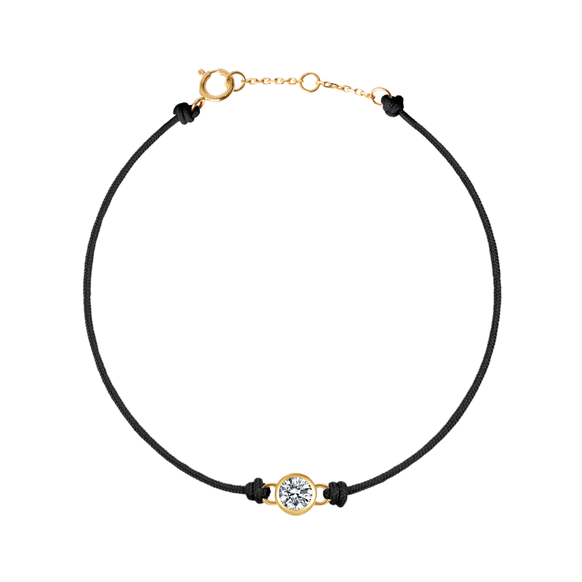 Round brilliant bezel cord bracelet - Black Cord Bracelet with Diamond -  The Future Rocks -    1