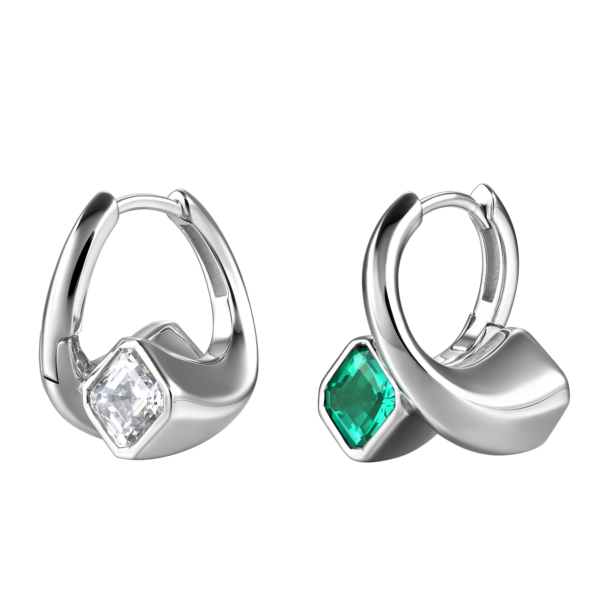 Nova reversible hoop earrings with lgd and emerald - Nova reversible hoop earrings with lgd and emerald -  The Future Rocks -    1