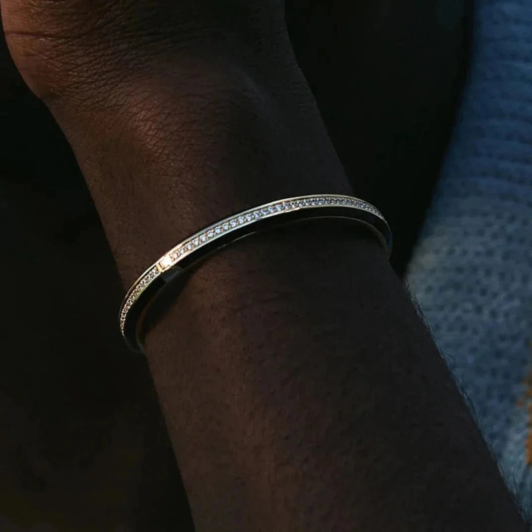  Eternity black enamel bangle - Black Enamel Eternity Diamond Bangle Bracelet -  The Future Rocks -    2 