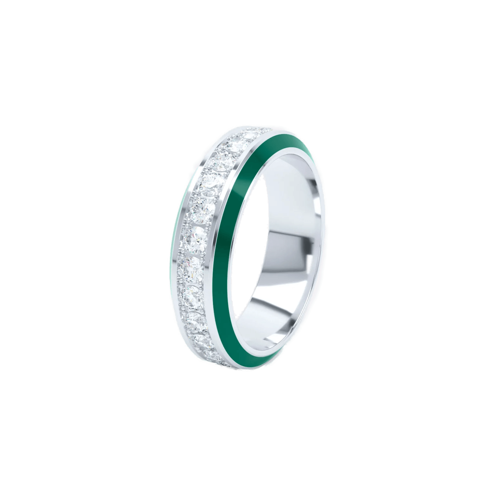  Eternity green enamel 6mm ring - Eternity Green Enamel Ring -  The Future Rocks -    3 