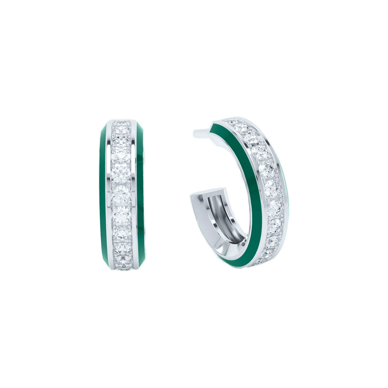  Eternity green enamel hoops - Eternity Green Enamel Hoop Earrings -  The Future Rocks -    2 