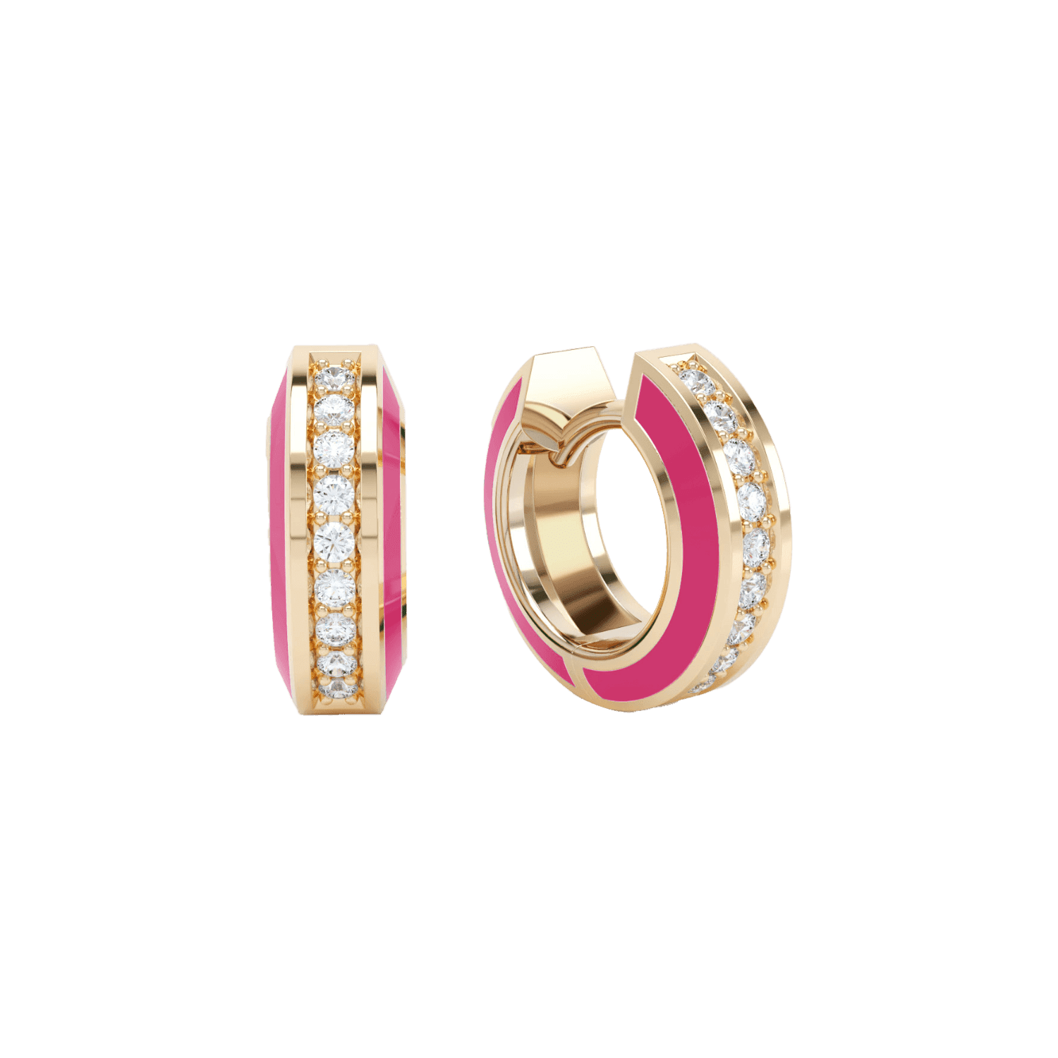 Eternity pink enamel huggies - Eternity Pink Enamel Huggie Earrings -  The Future Rocks -    9