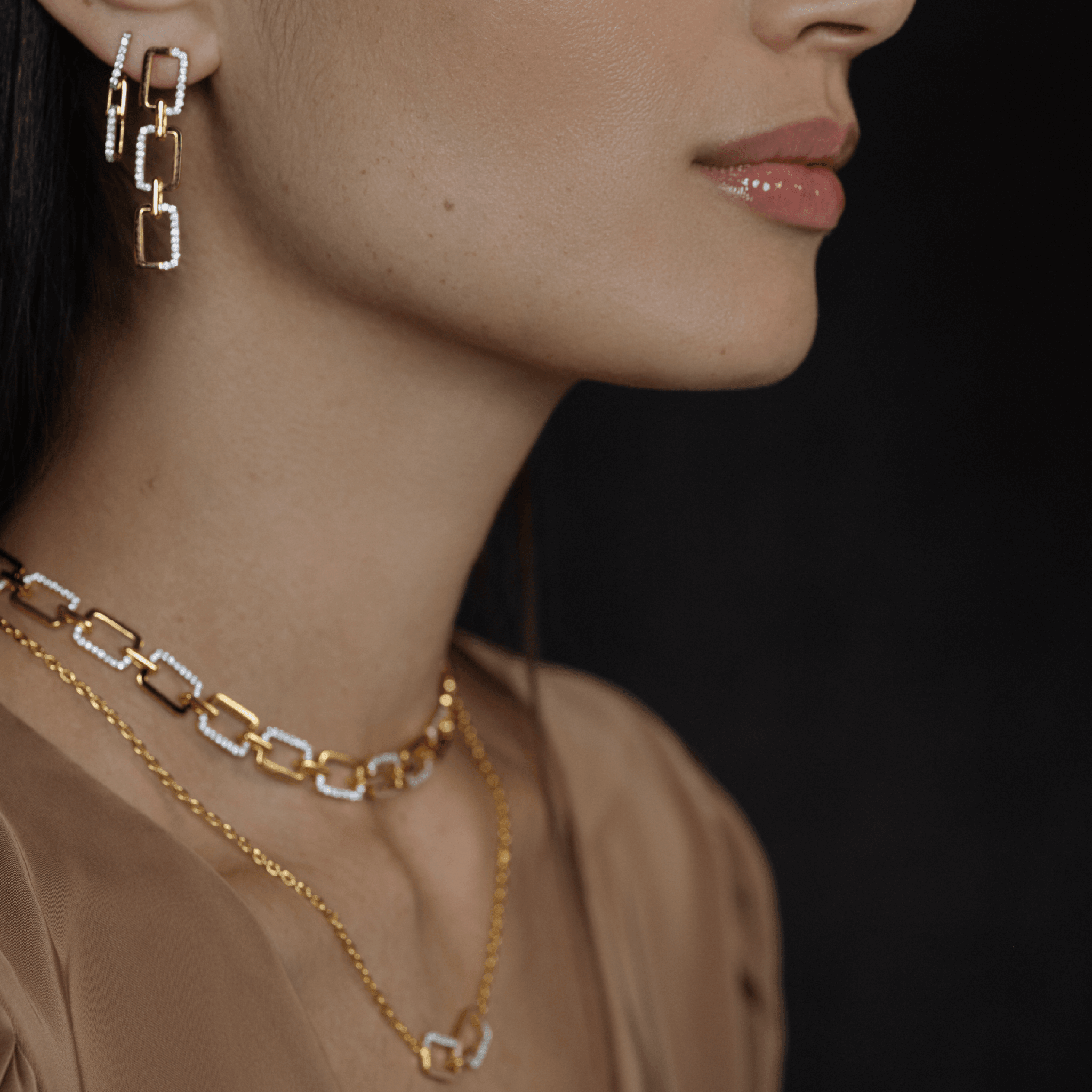  Horizon trio link earrings - 18K Recycled Gold Vermeil Horizon Earrings -  The Future Rocks -    2 