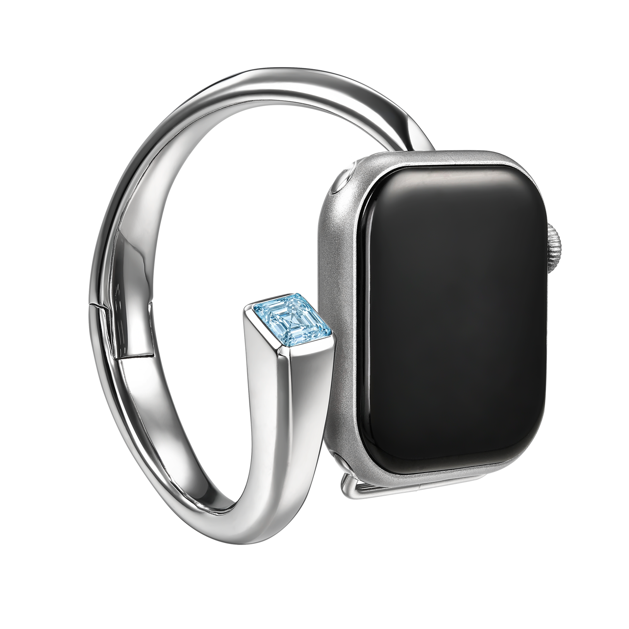 Nova iWatch bangle with aquamarine