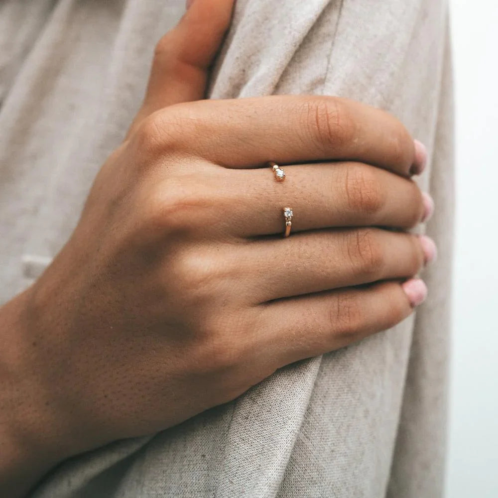  Kenaf ring - Kenaf 18K Gold Lab-Grown Diamond Open Ring -  The Future Rocks -    2 