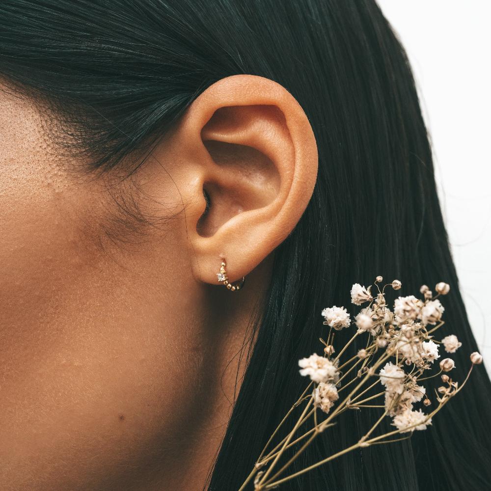  Roucou hoop earrings - Roucou Gold Beaded Hoop Earrings -  The Future Rocks -    2 