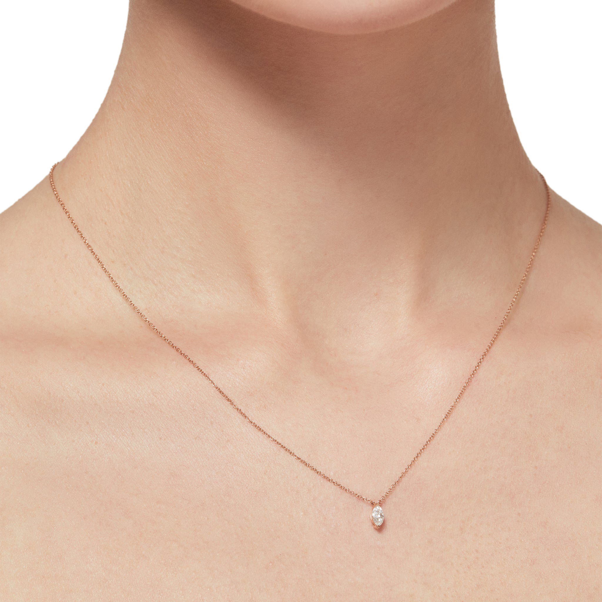  Saturn solitaire necklace 0.2ct - Marquise Cut Lab-Grown Diamond Pendant Necklace -  The Future Rocks -    2 