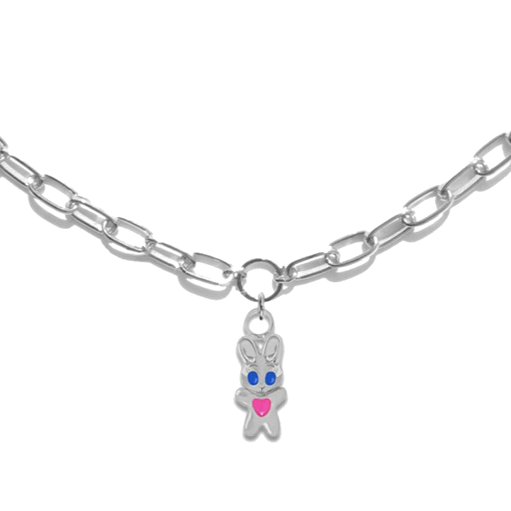  Silver cool bunny necklace - Silver Bunny Pendant Necklace -  The Future Rocks -    4 