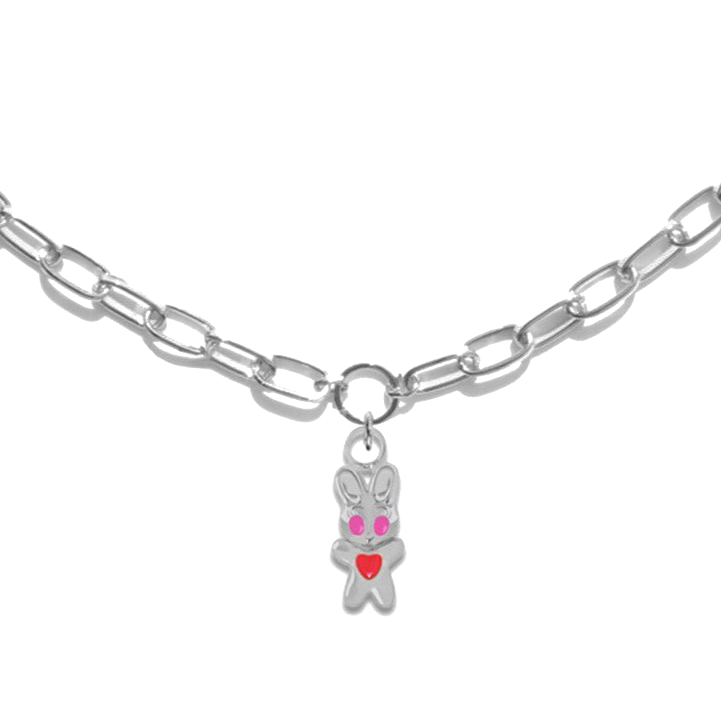  Silver cool bunny necklace - Silver Bunny Pendant Necklace -  The Future Rocks -    6 