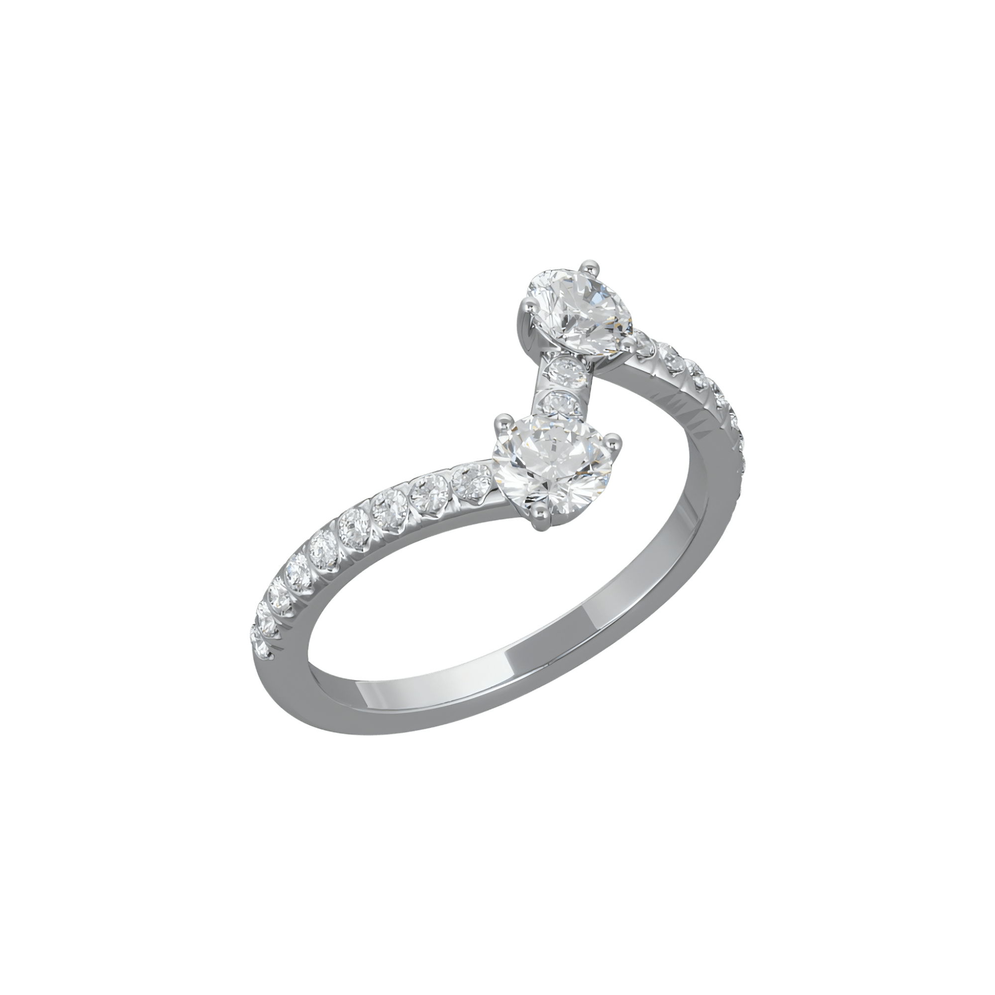  Toi+Moi pavée ring I - Toi et Moi Diamond Pavé Ring I -  The Future Rocks -    3 