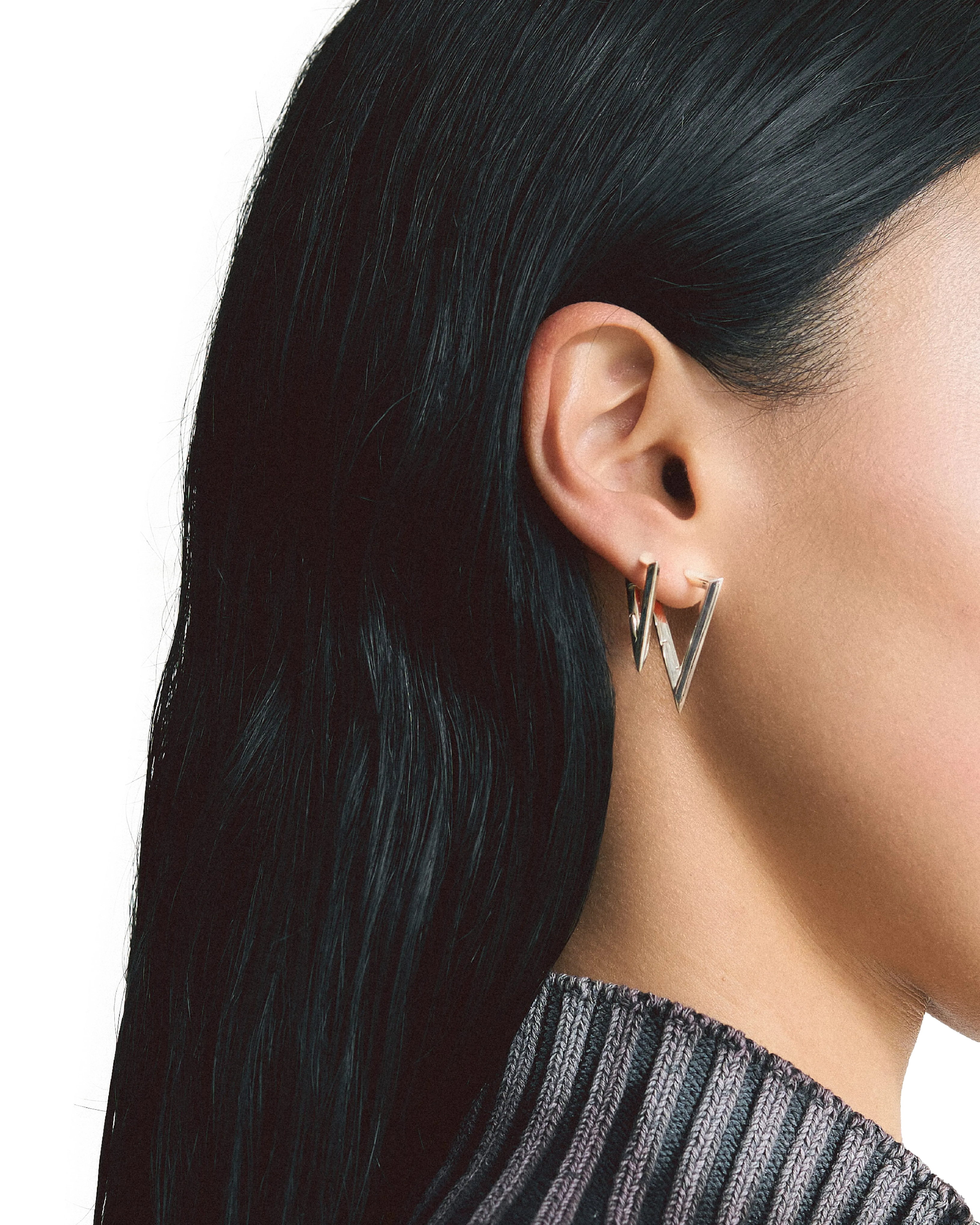  Sculptura triangle small earrings - Triangle Small Gold Hoops -  The Future Rocks -    2 