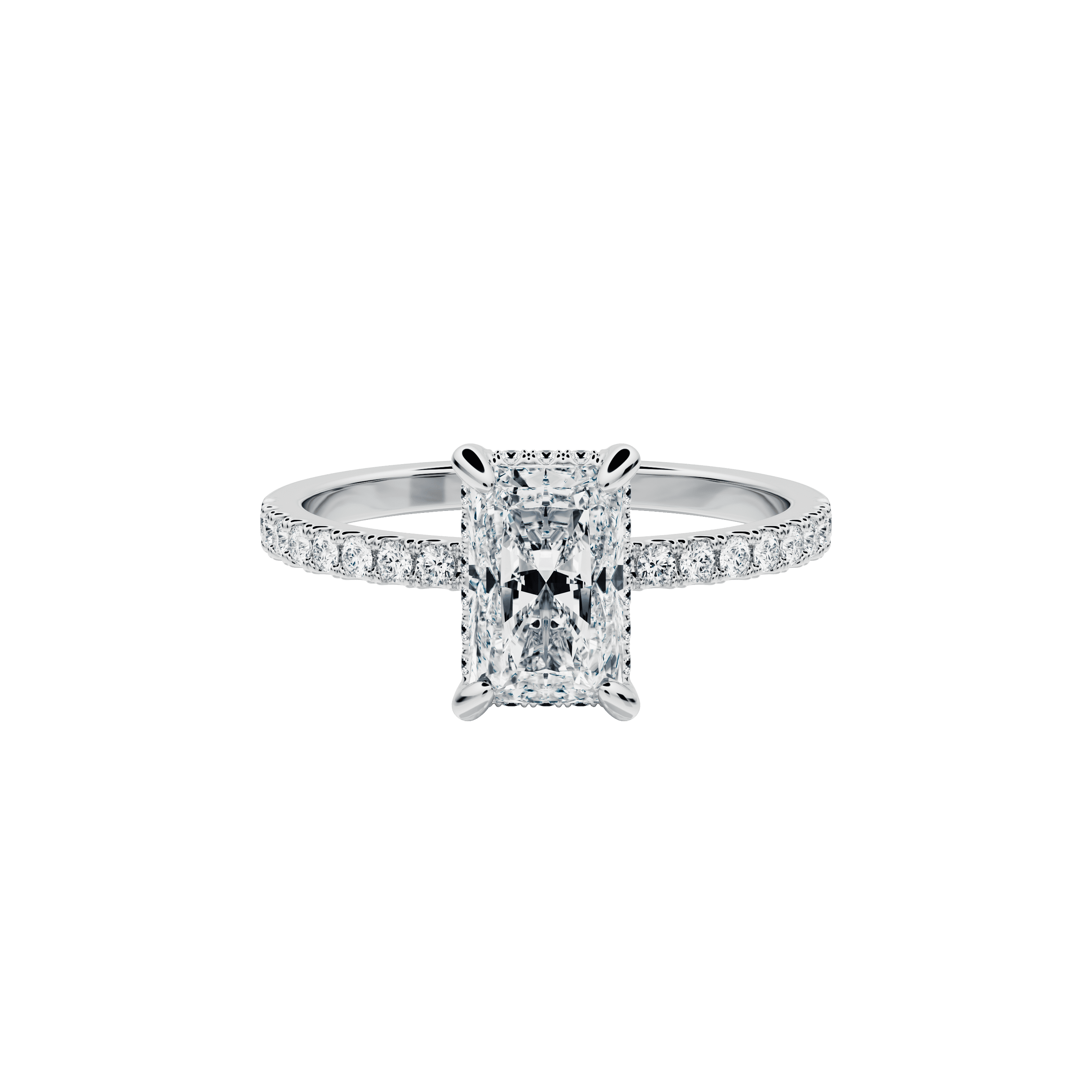  Diana ring - Radiant Cut Lab-Grown Diamond Solitaire Pavé Ring -  The Future Rocks -    3 