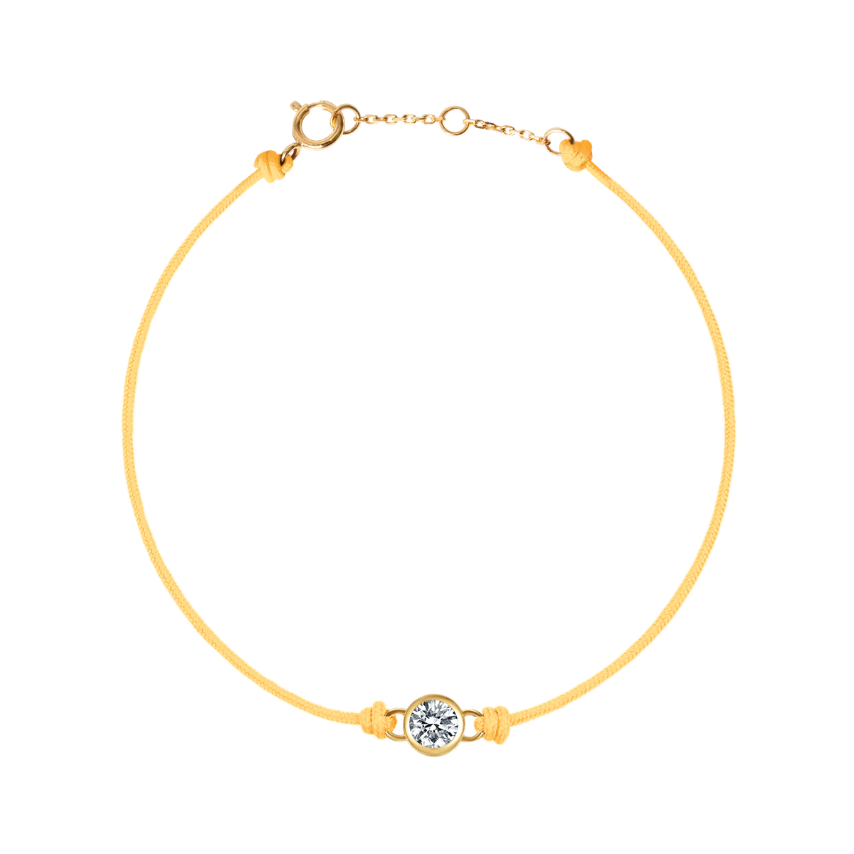 Round brilliant bezel cord bracelet - Yellow Cord Bracelet with Diamond -  The Future Rocks -    1